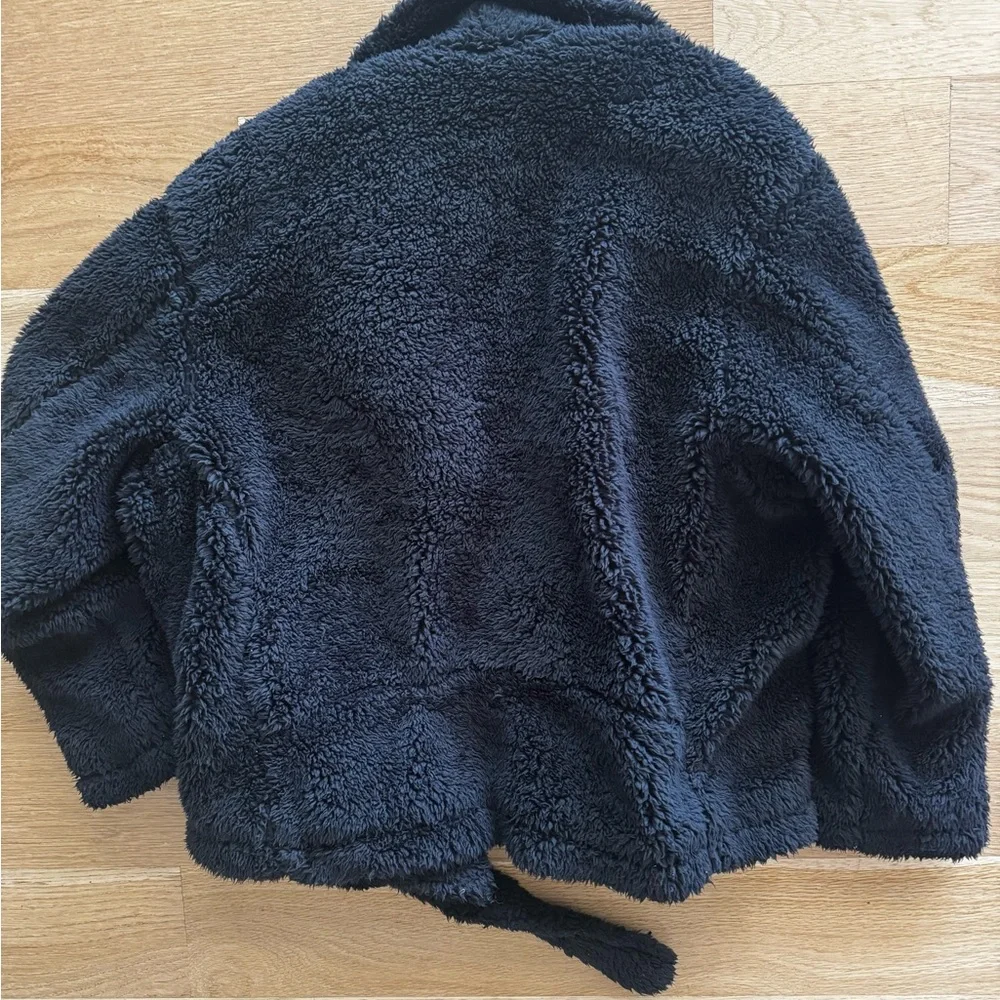 Free People So Cozy slouchy moto black fleece teddy jacket size Small - Picture 7 of 13